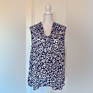 Women’s White and Black Polka Dots Sleeveless Flowy Blouse